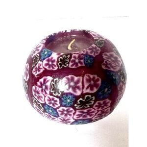 Vintage 1990’s Mosaic Bright and Colorful Floral Millefiori Sphere Candle